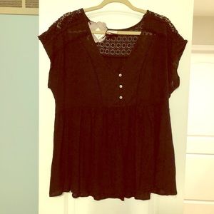 NWT Knox rose black peplum top